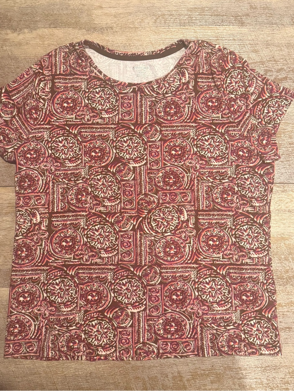 St. John's Bay XL Boho Red Mosaic Print Top